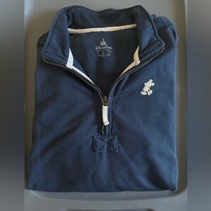 Disney Parks Navy Zip-Up Sweater with Mickey Embroidered Logo, size S